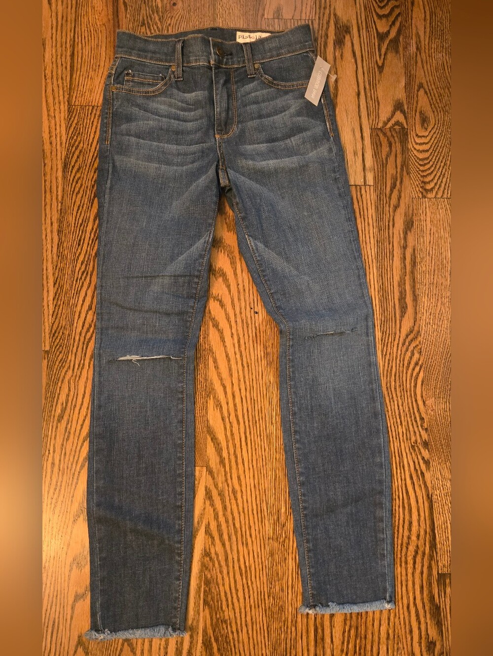 pistola Blue Skinny Jeans with Contrast Stitching